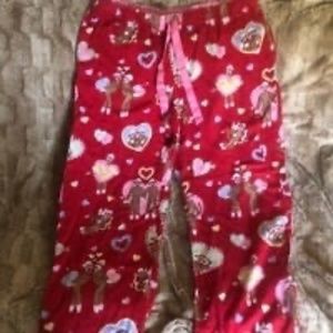2-NICK&NORA VALENTINE PJ BOTTOMS, SZM,COTTON, EUC, VIBRANT, NO FLAW, CUTE…